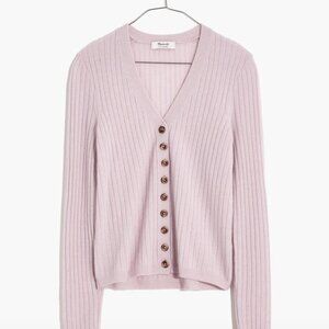 EUC Madewell 100% Cashmere Ribbed Slim Cardigan Sweater S Small Heather Thistle